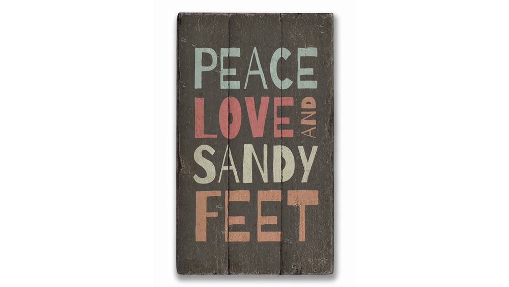 Sandy Feet Rustic Wood Sign