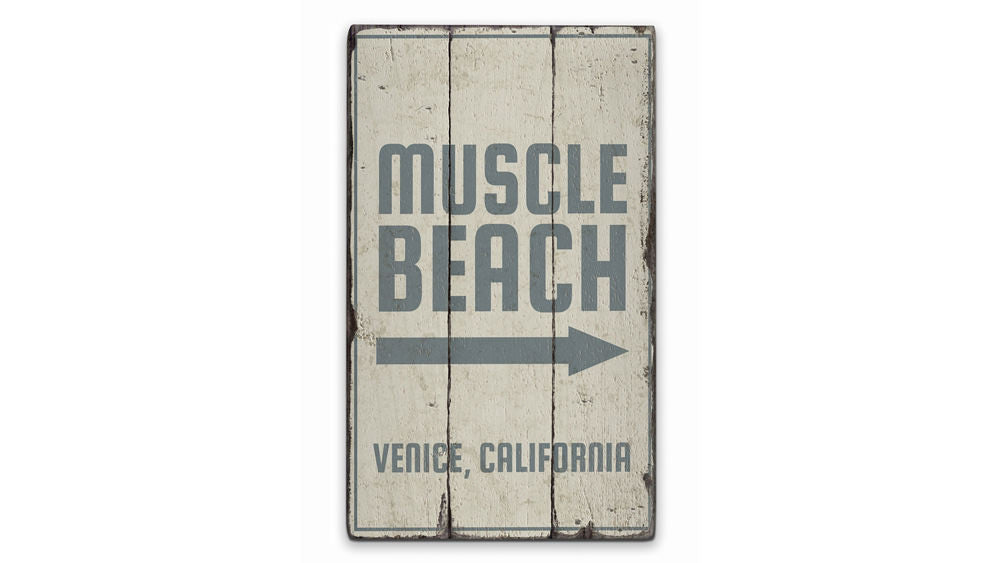 Muscle Beach Rustic Wood Sign