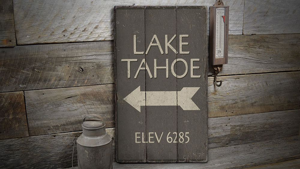 Lake Tahoe Rustic Wood Sign