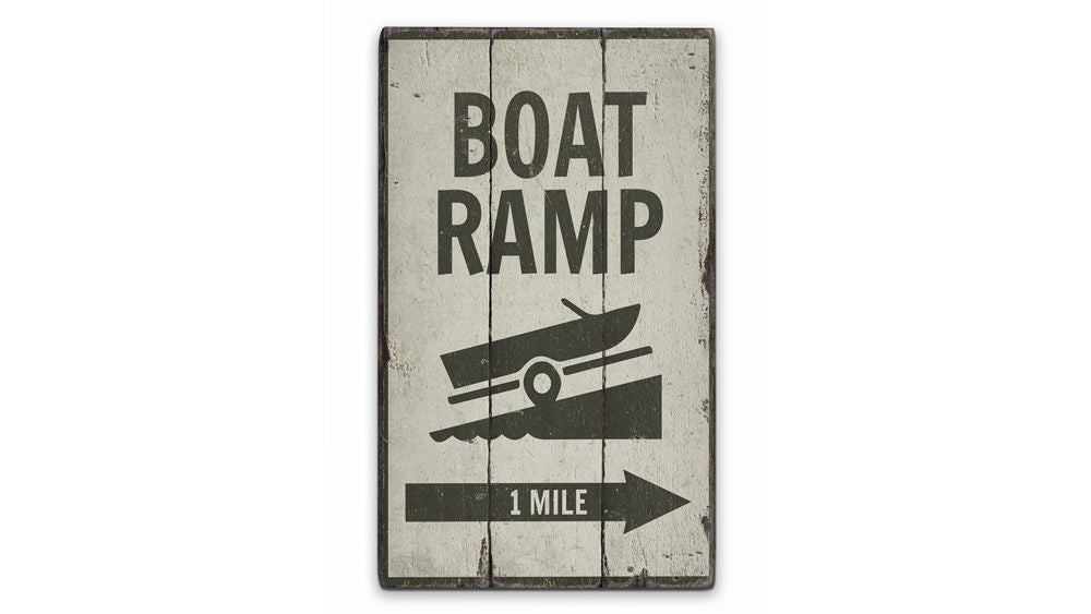 Boat Ramp Directional Rustic Wood Sign