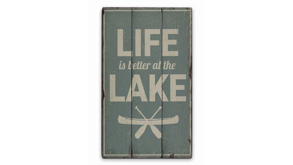 Lake Canoe Rustic Wood Sign
