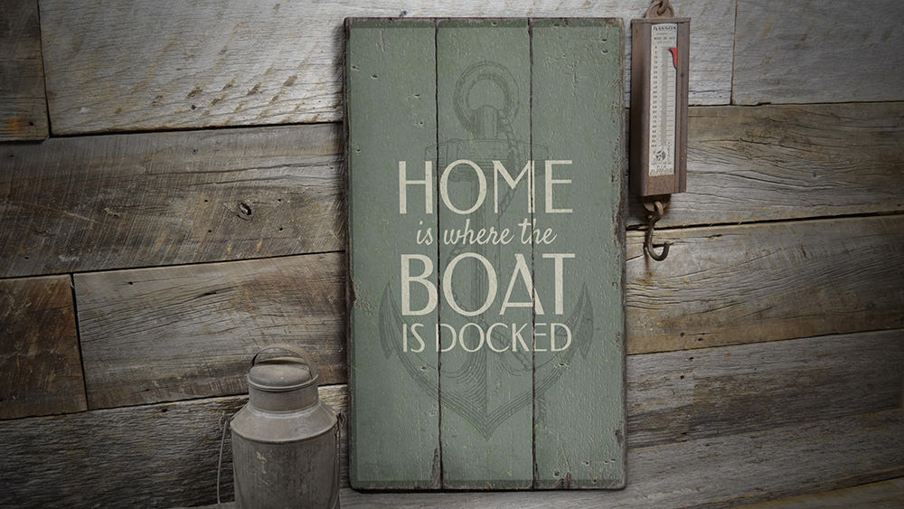 Boat Dock Rustic Wood Sign