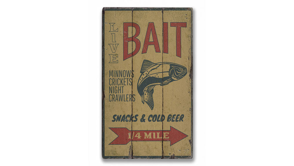 Fishing Bait Vintage Wood Sign – www.