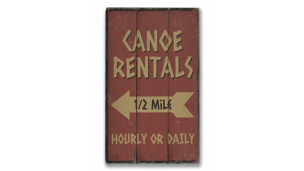 Canoe Rentals Rustic Wood Sign