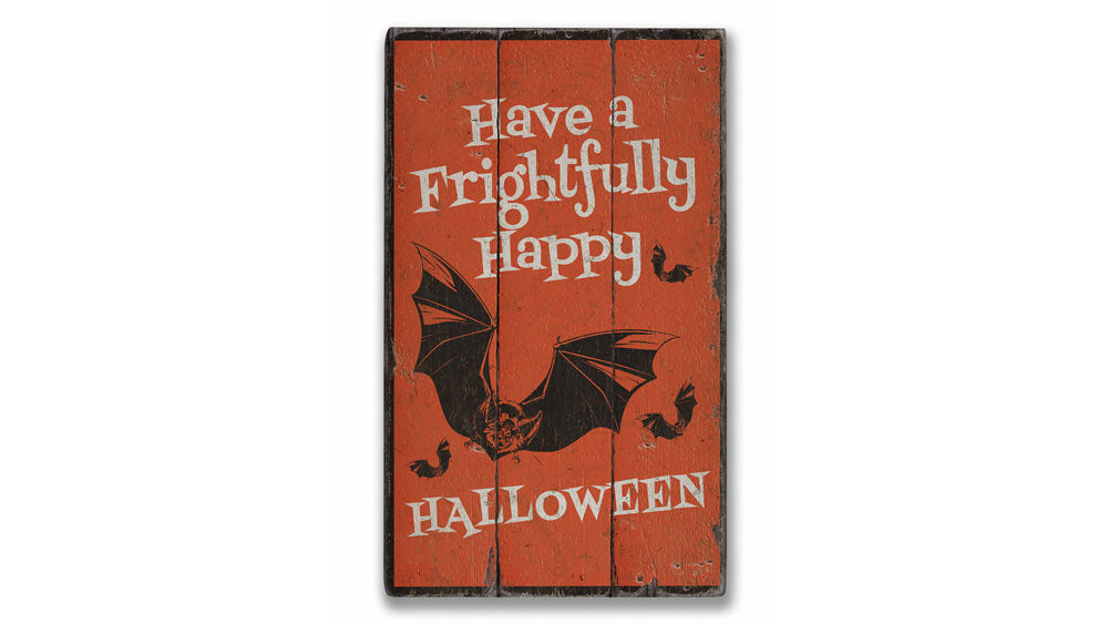 Halloween Bat Rustic Wood Sign