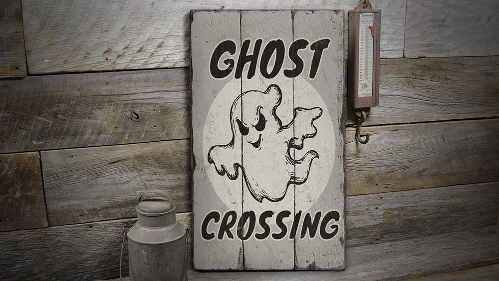 Ghost Crossing Rustic Wood Sign