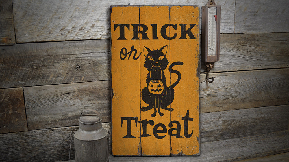 Trick Or Treat Rustic Wood Sign