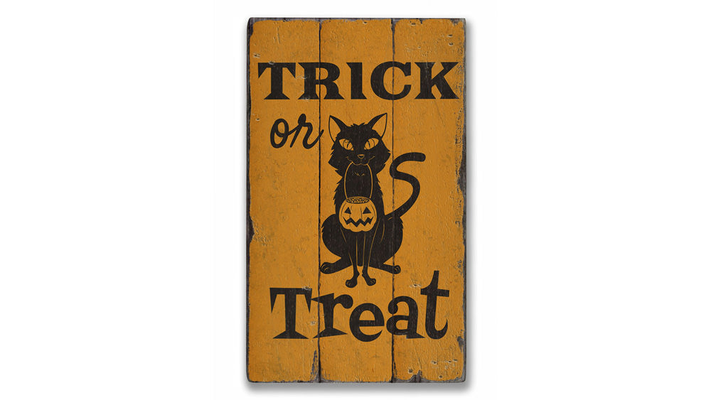 Trick Or Treat Rustic Wood Sign