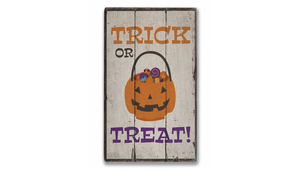 Halloween Candy Bowl Rustic Wood Sign