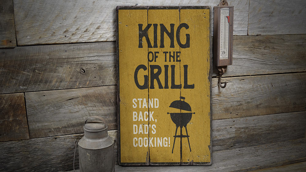 King of the Grill Rustic Wood Sign