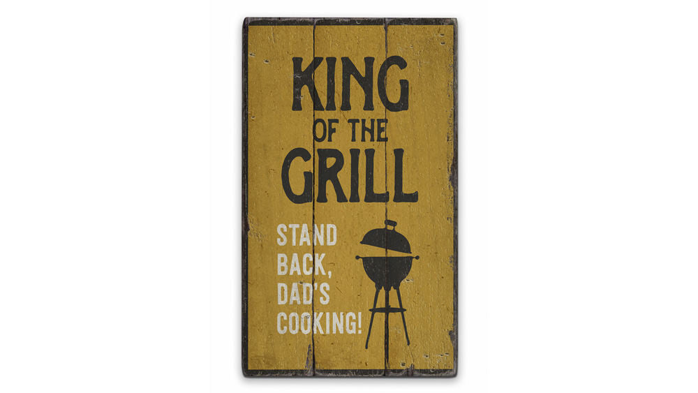 King of the Grill Rustic Wood Sign