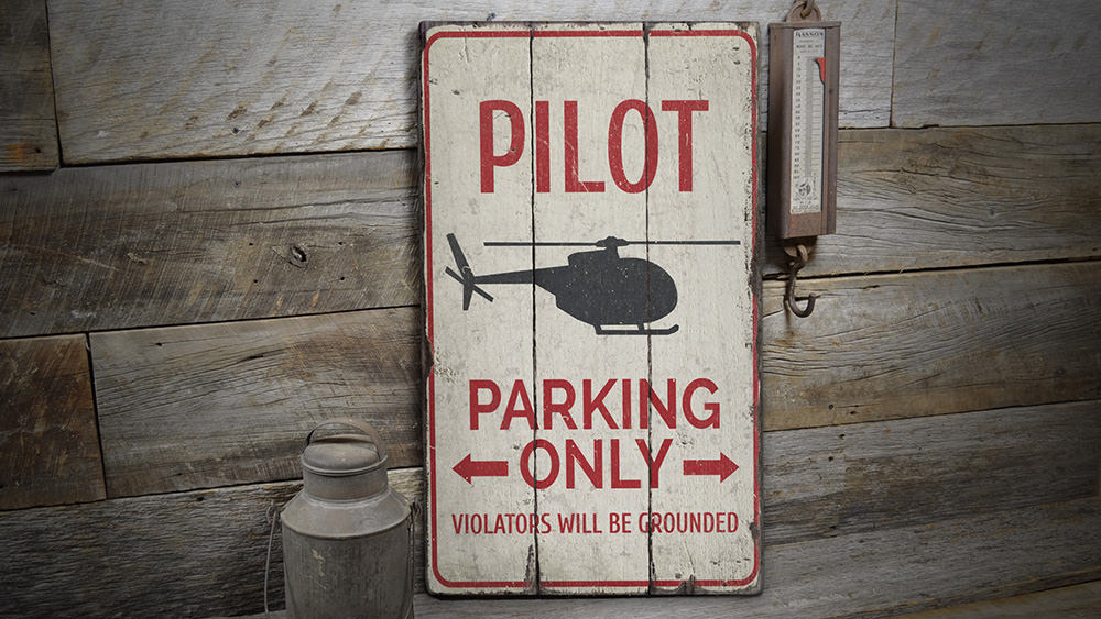 Pilot Parking Rustic Wood Sign