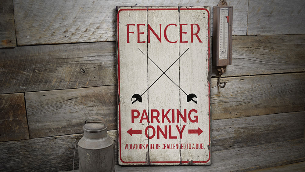 Fencer Parking Rustic Wood Sign