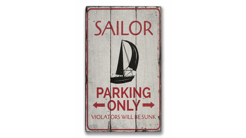 Sailor Parking Rustic Wood Sign