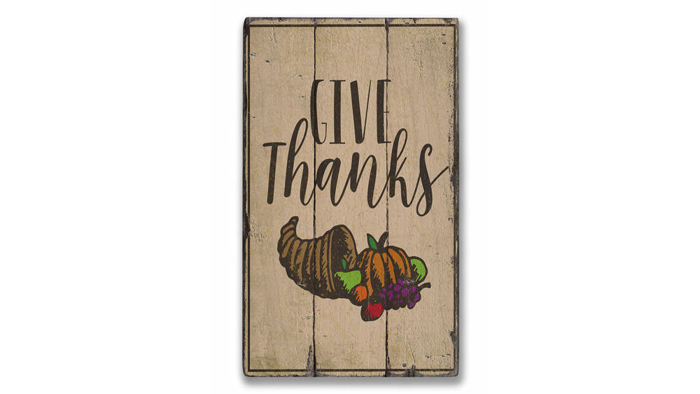 Give Thanks Rustic Wood Sign