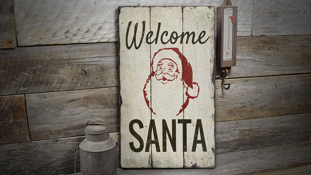 Welcome Santa Rustic Wood Sign