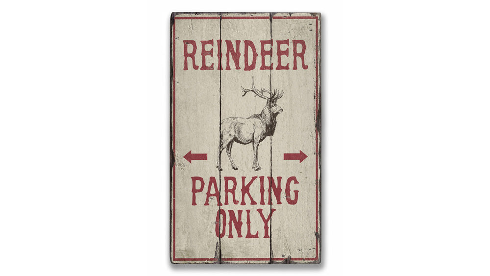 Reindeer Parking Rustic Wood Sign