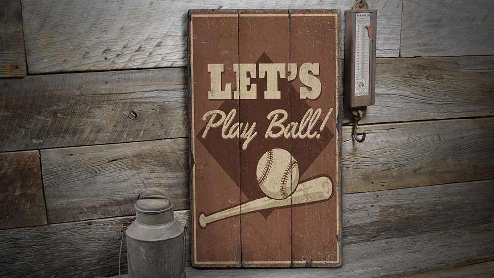 Play Ball Rustic Wood Sign