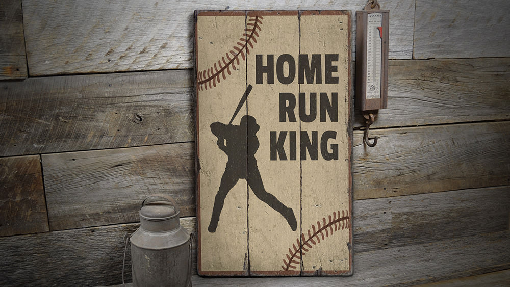 Home Run King Rustic Wood Sign