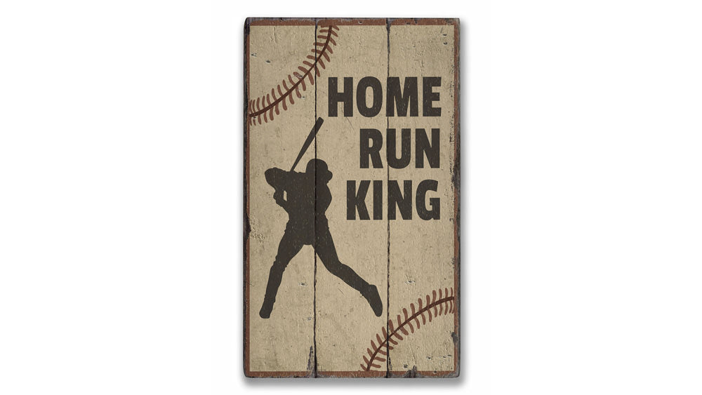 Home Run King Rustic Wood Sign