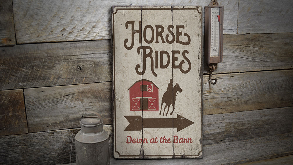 Horse Rides at the Barn Rustic Wood Sign
