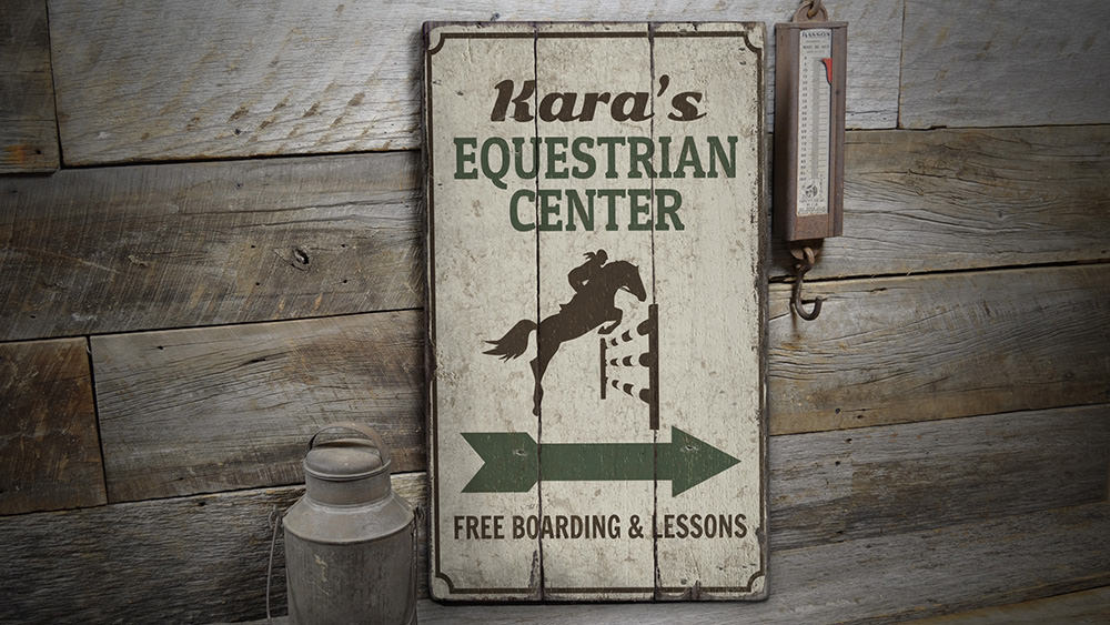 Equestrian Center Rustic Wood Sign