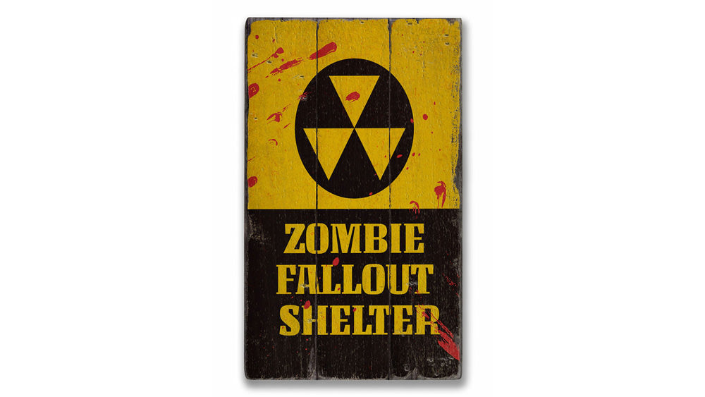 Zombie Fallout Shelter Rustic Wood Sign