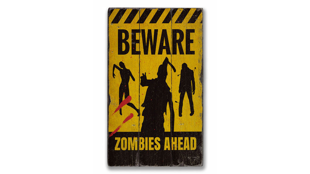 Beware Zombies Ahead Rustic Wood Sign