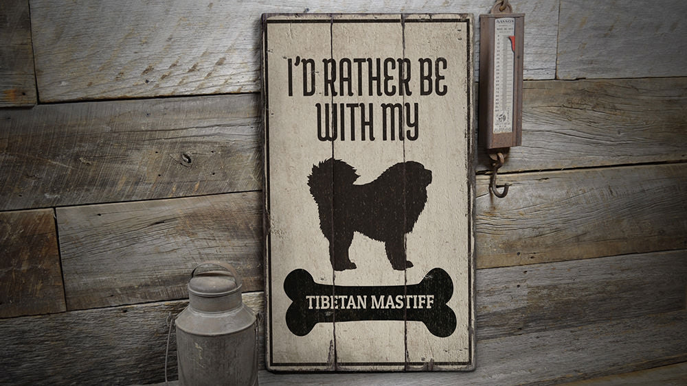 Tibetan Mastiff Rustic Wood Sign