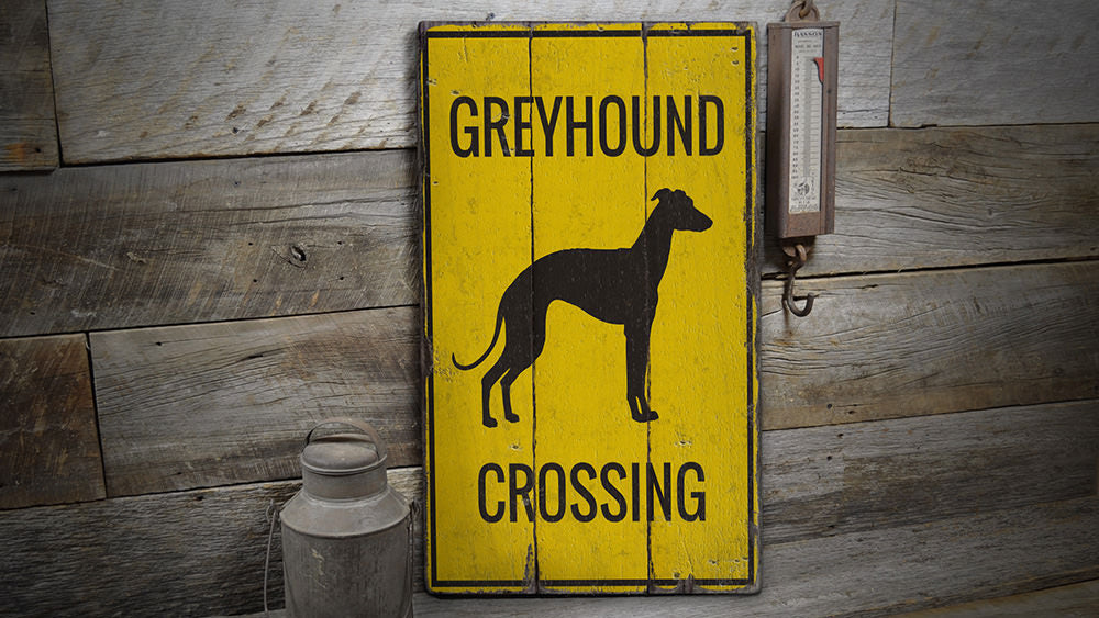Greyhound Crossing Rustic Wood Sign
