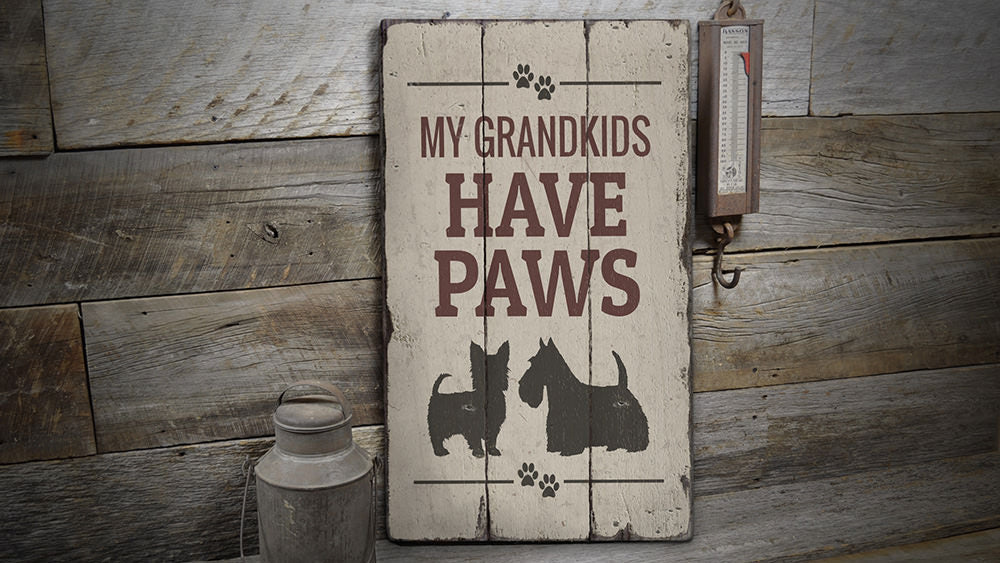 Dog Grandkids Rustic Wood Sign