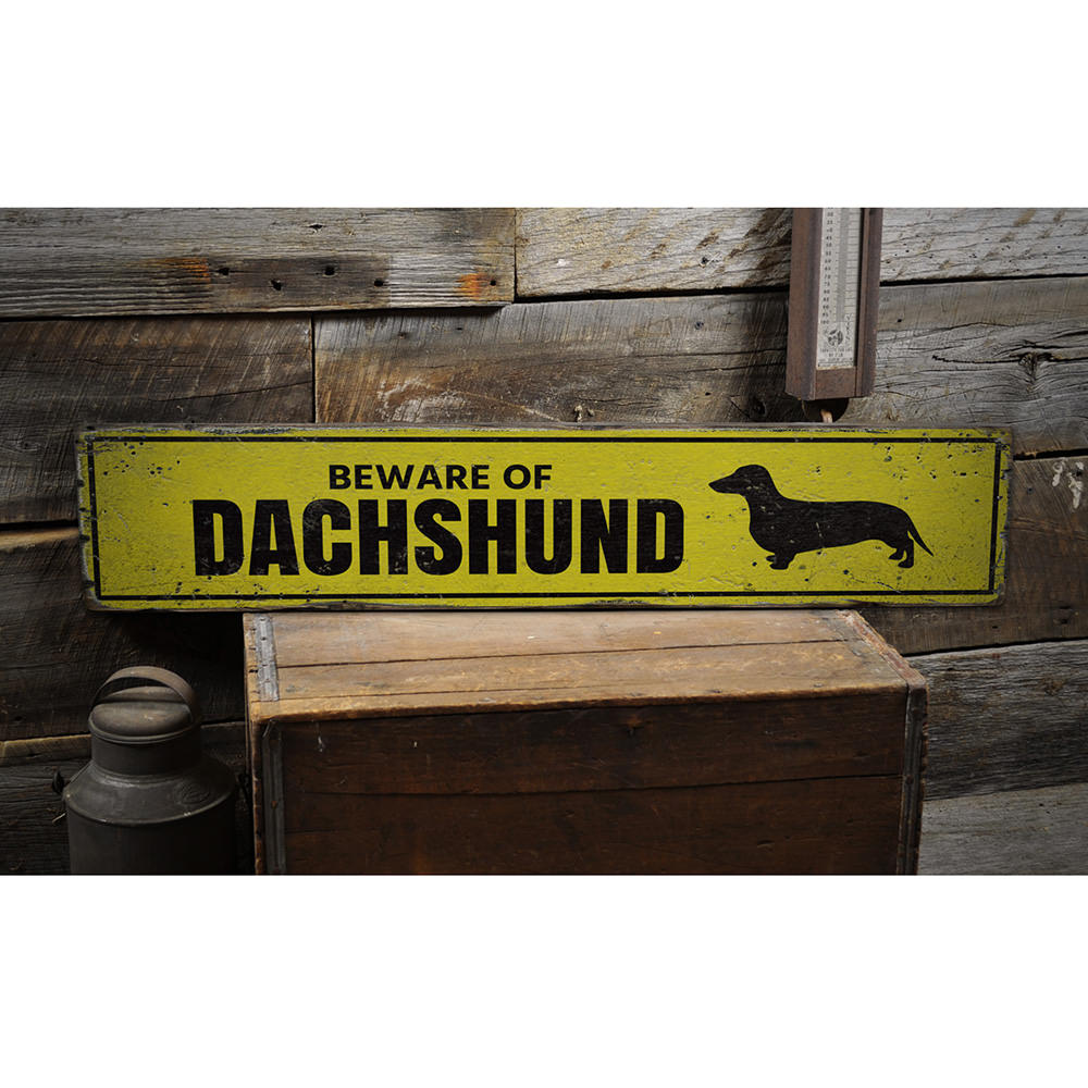 Dachshund Danger Vintage Wood Sign