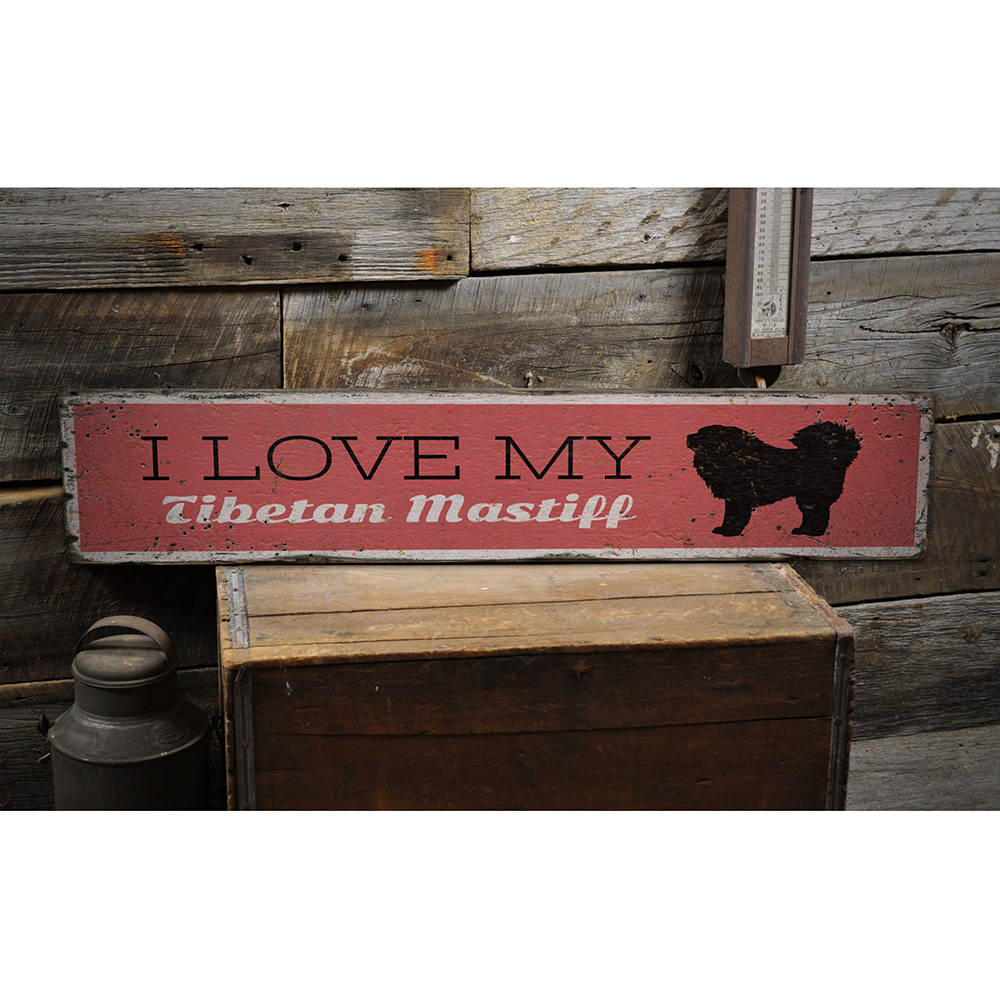 Tibetan Mastiff Lover Vintage Wood Sign