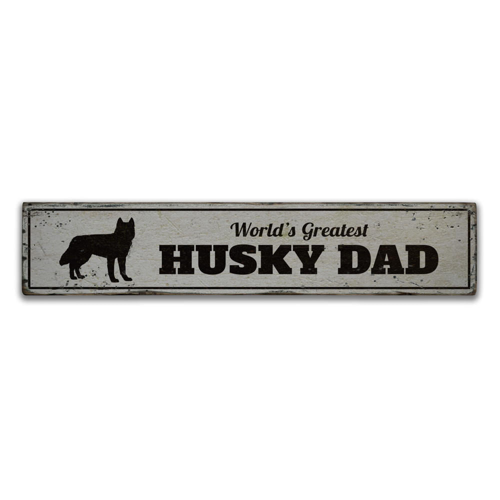 Husky Dad Vintage Wood Sign