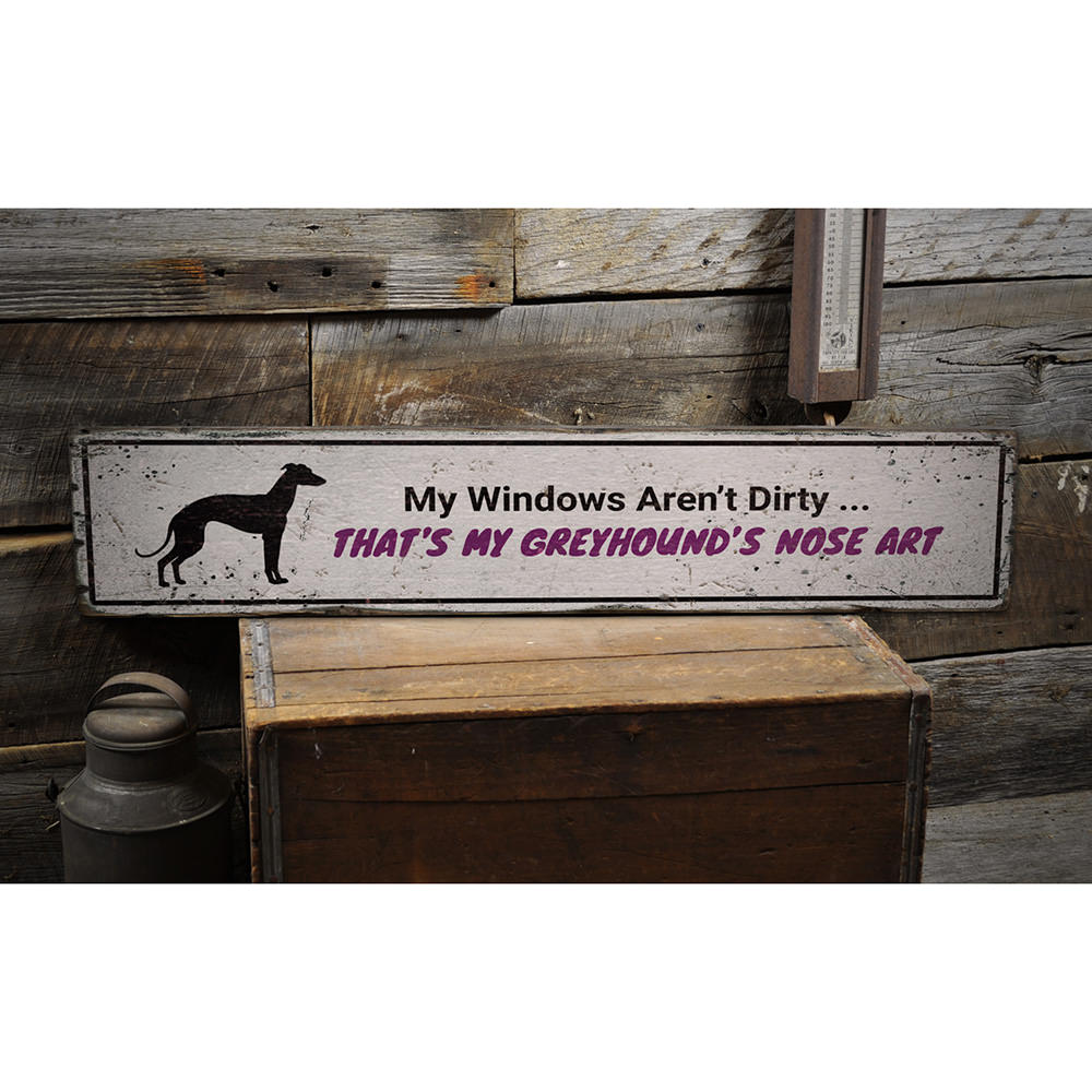 Greyhound Dog Vintage Wood Sign