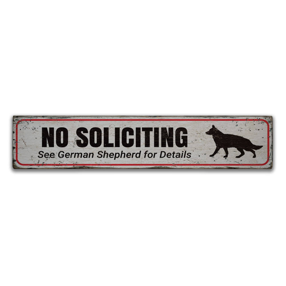 No Soliciting Dog Vintage Wood Sign