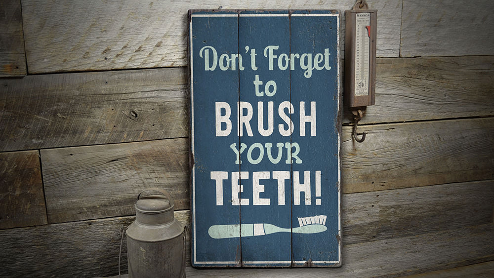 Teeth Brushing Rustic Wood Sign