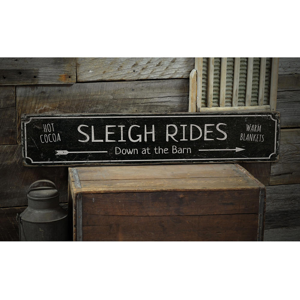 Sleigh Rides Vintage Wood Sign