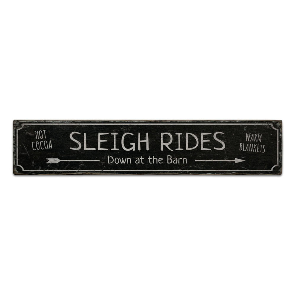 Sleigh Rides Vintage Wood Sign