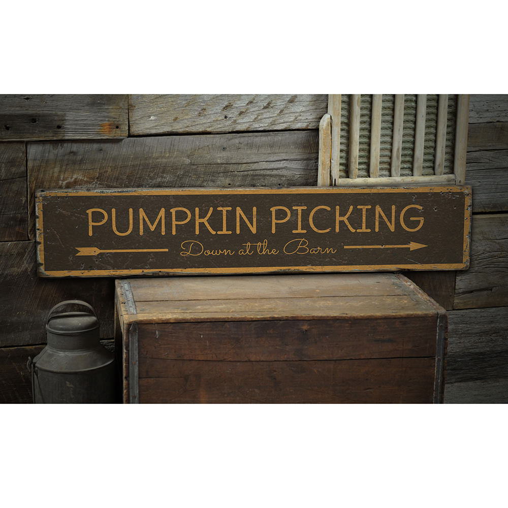 Pumpkin Picking Vintage Wood Sign