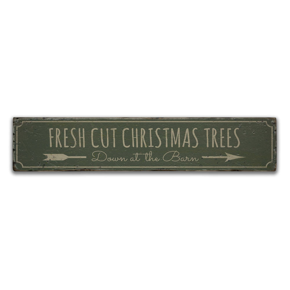 Fresh Cut Christmas Trees Barn Vintage Wood Sign