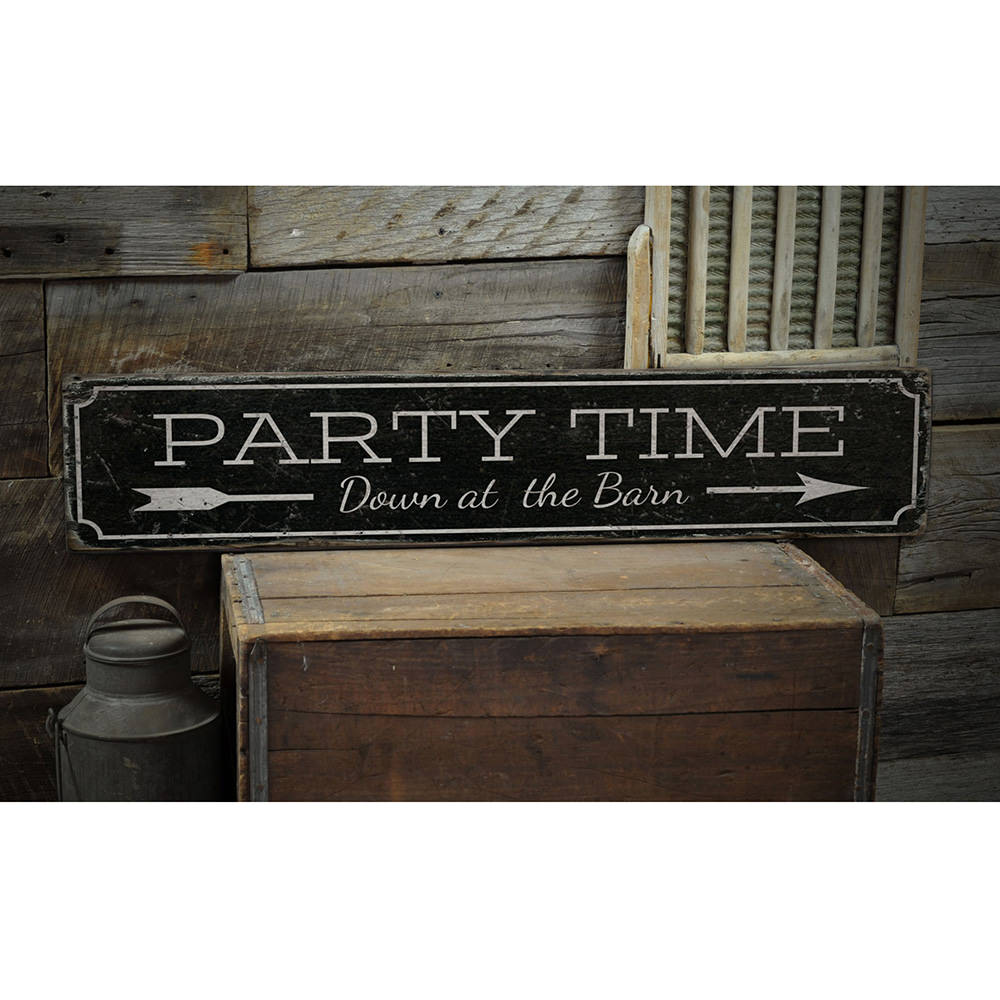 Party Time Vintage Wood Sign