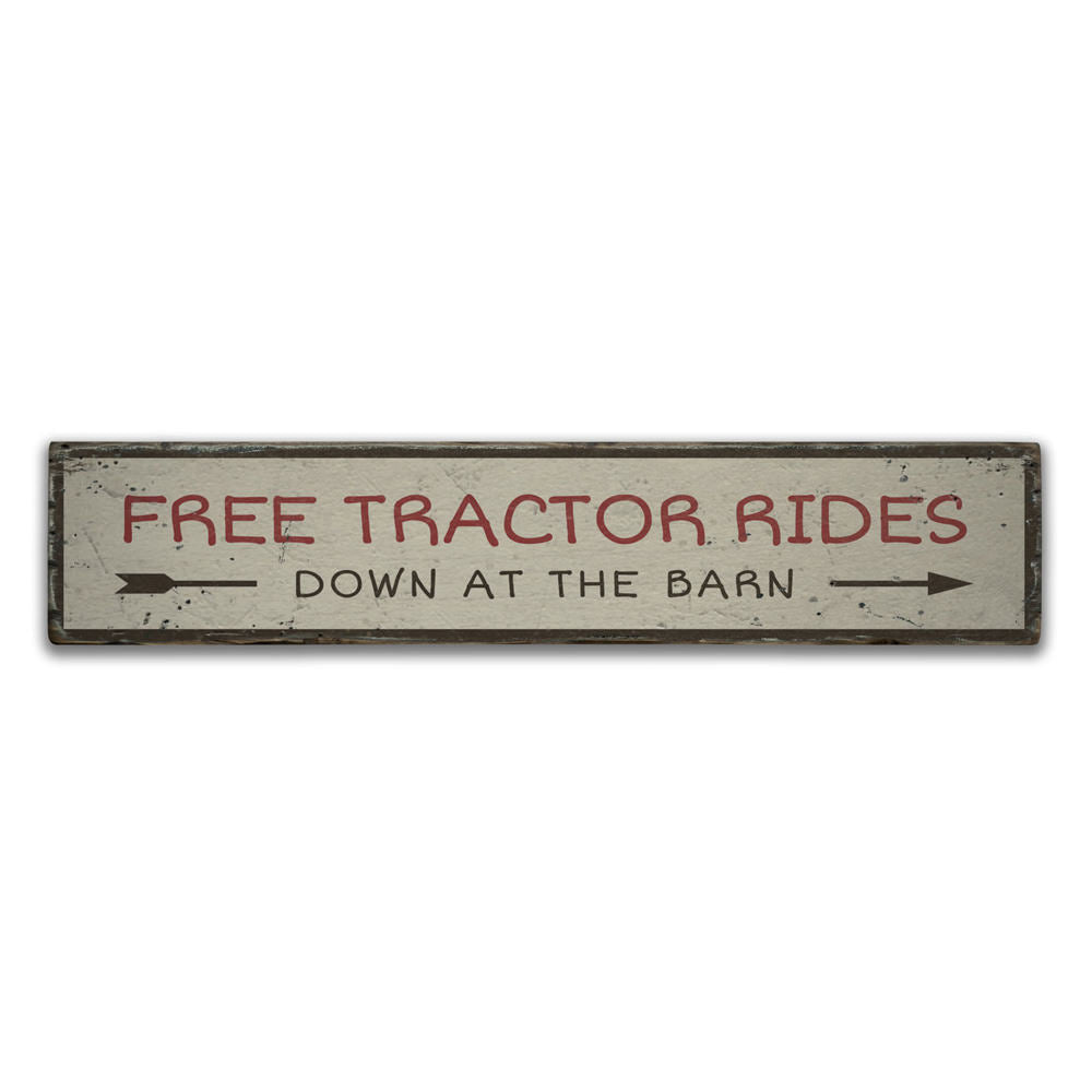 Free Tractor Rides Vintage Wood Sign