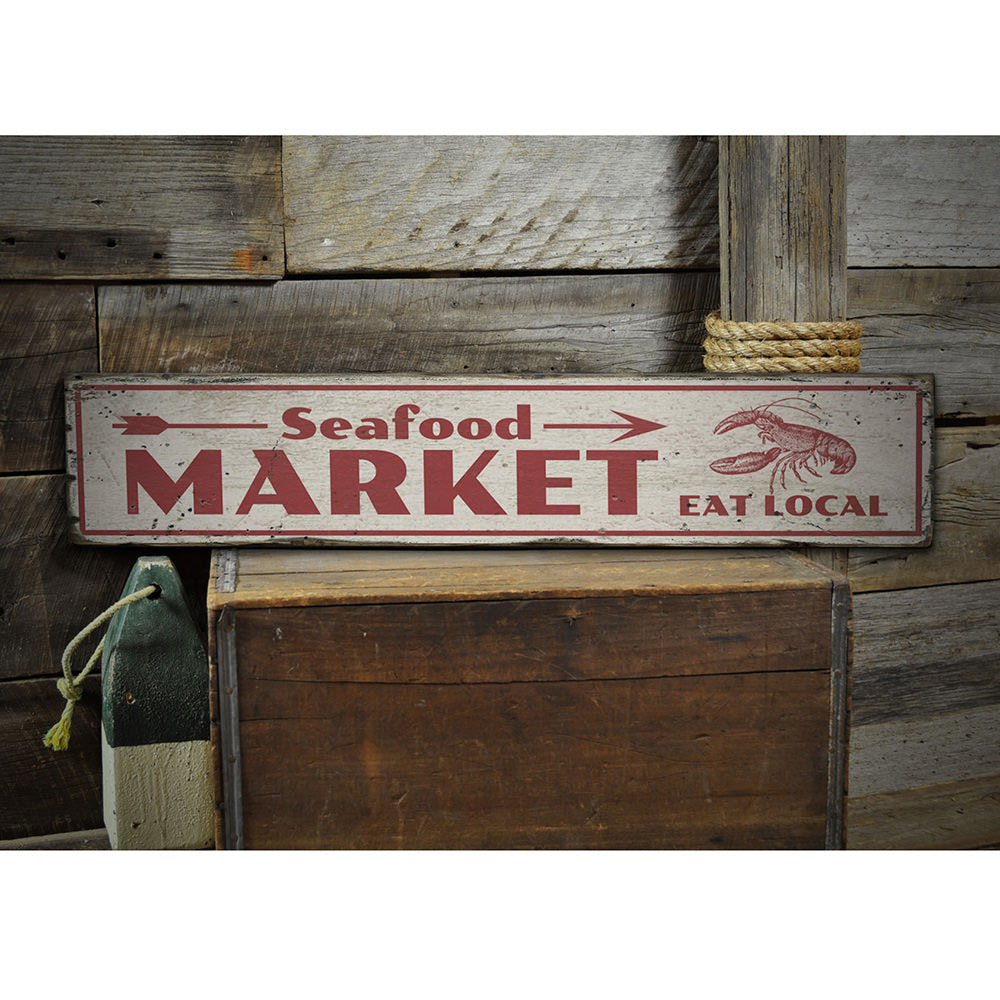 Seafood Market Vintage Wood Sign