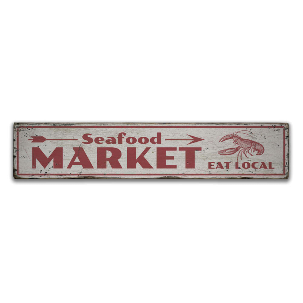Seafood Market Vintage Wood Sign