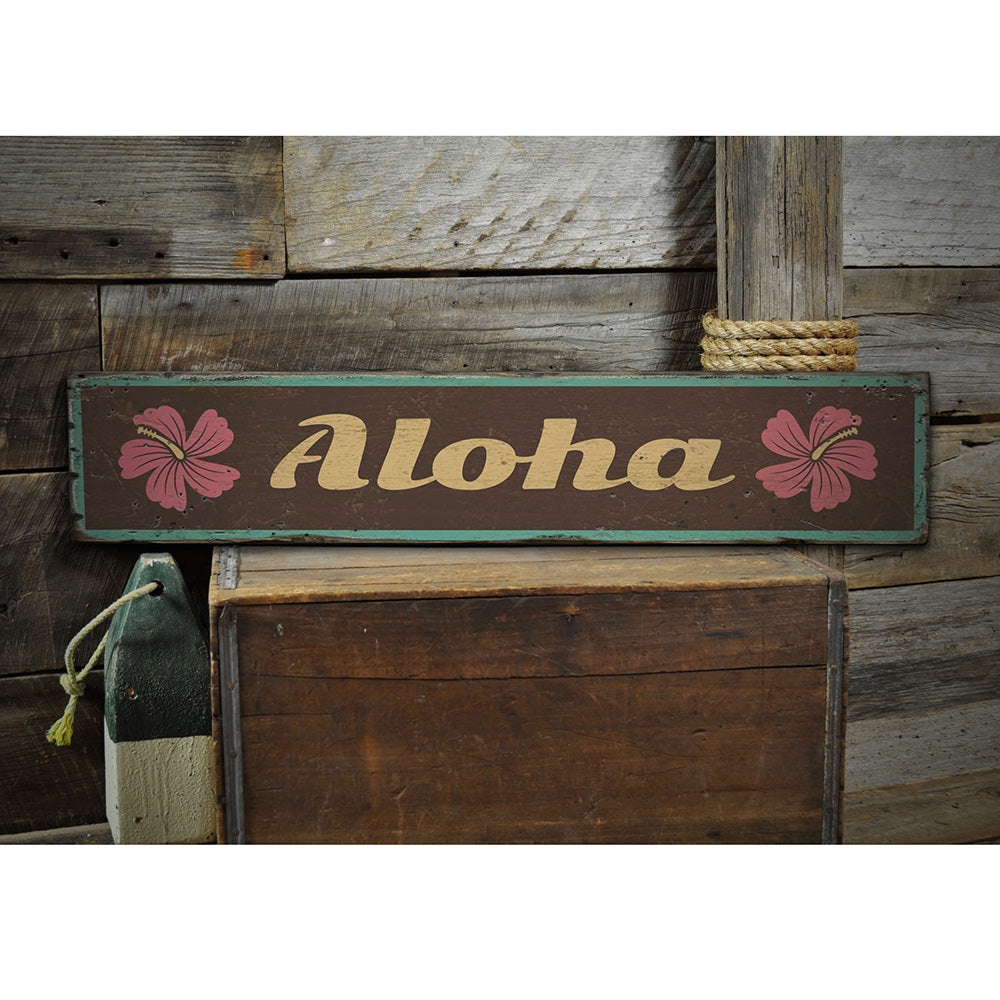 Aloha Vintage Wood Sign