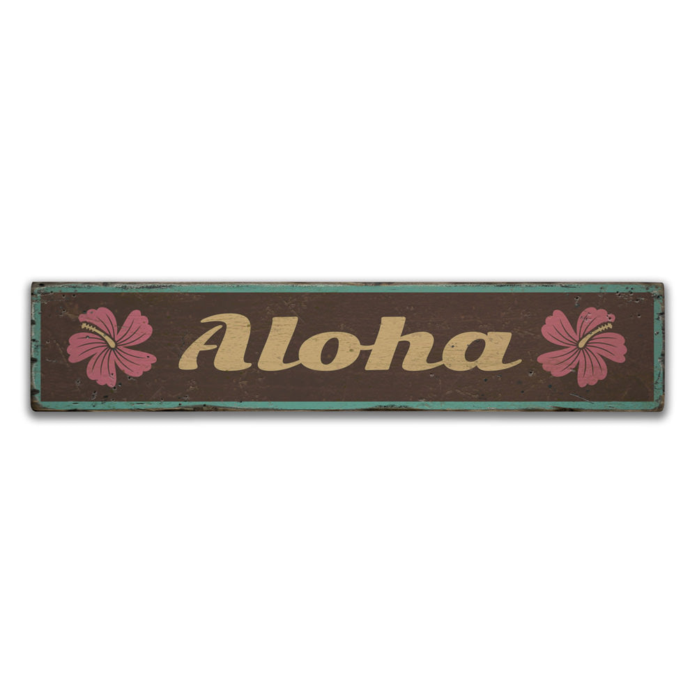 Aloha Vintage Wood Sign