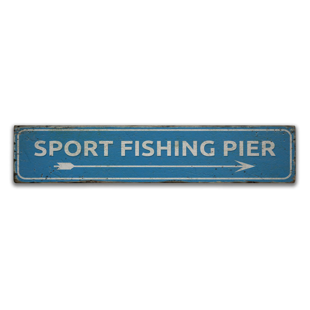 Sport Fishing Pier Vintage Wood Sign