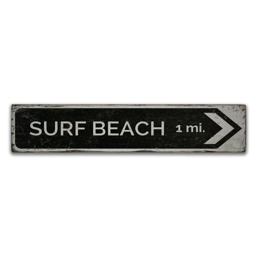 Surf Beach Arrow Vintage Wood Sign
