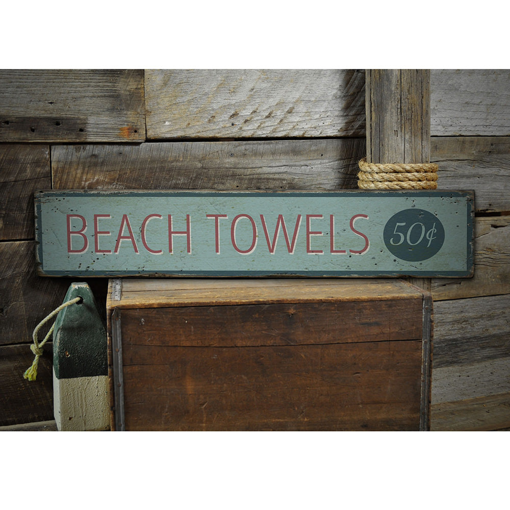Beach Towel Vintage Wood Sign